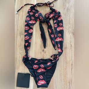 Phillip Plein Monokini Lip Prints XS NWT